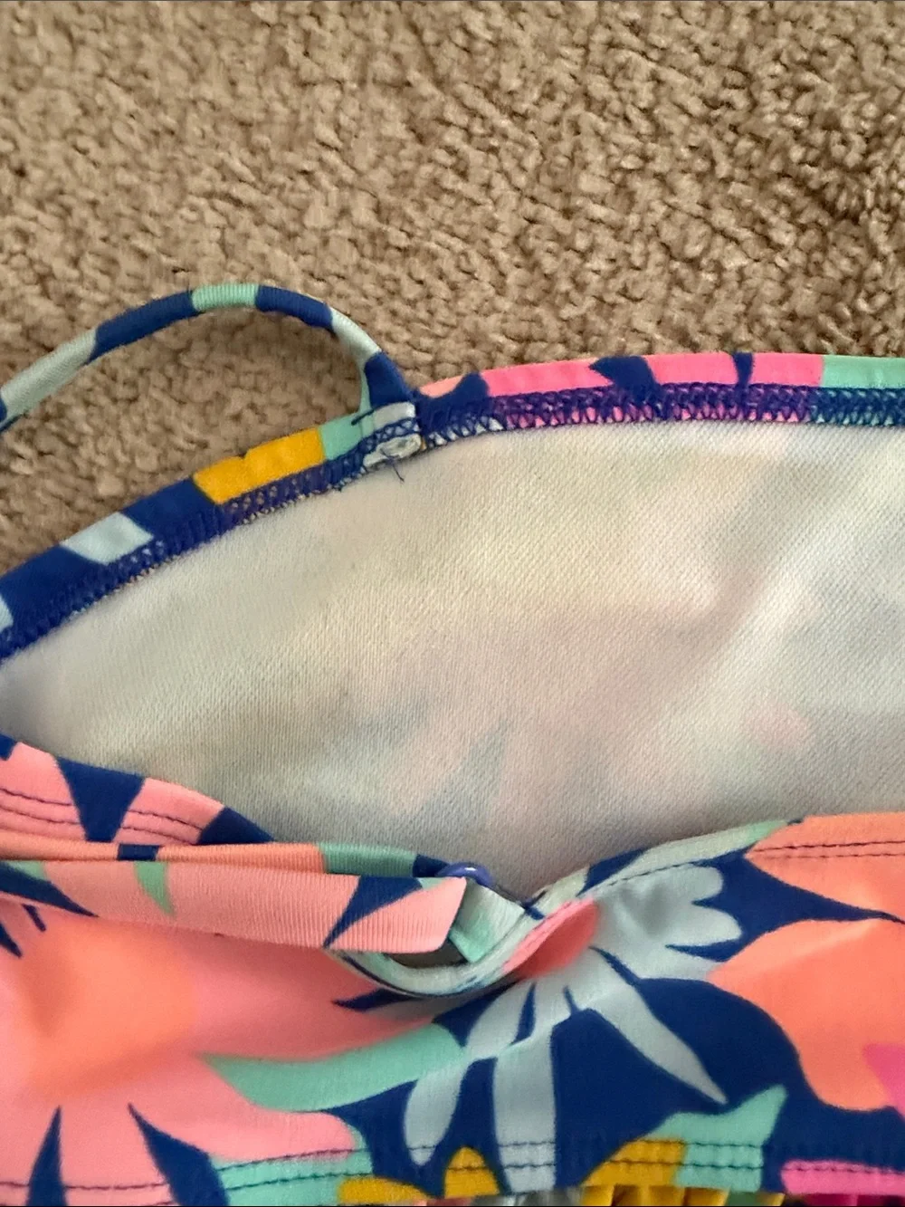 Cat & Jack Navy Floral Two-Piece Bikini with Pink and Yellow Flowers